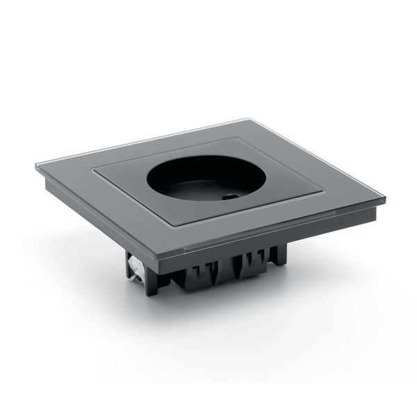 Розетка 2P Stekker Катрин со шторками черный GLS10-7009-05 39512