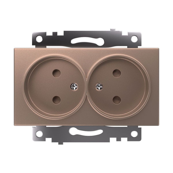 Розетка двойная 2P Stekker Катрин со шторками шампань GLS10-7113-02 39597