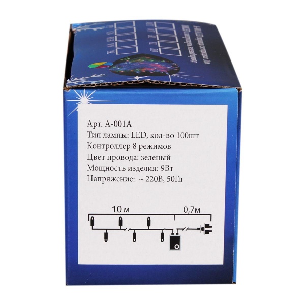 Cветодиодная гирлянда Sneha нить 230V теплый белый 8 режимов A-001A LED WW