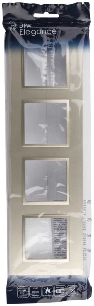 Рамка для розеток и выключателей ЭРА Elegance 14-5014-04 Classic, на 4 поста, шампань Б0060589