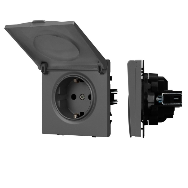 Механизм розетки влагозащищённый SCT-NOBE-MCP-SFPL-GR (230V, 16A) Arlight 054283
