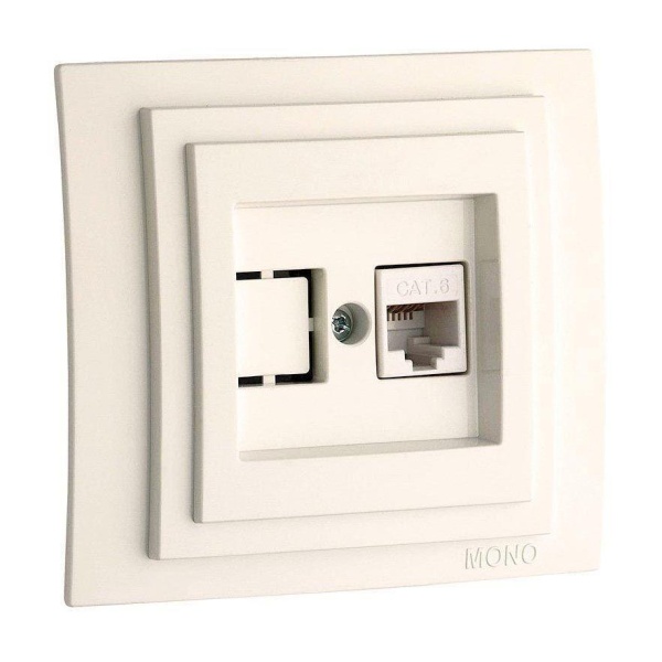 Розетка компьютерная RJ45 Mono Electric Larissa 6 кат слоновая кость 103-010105-125 Розетка компьютерная RJ45 Mono Electric Larissa 6 кат слоновая кость 103-010105-125