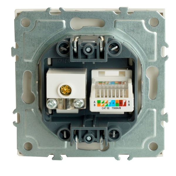 Розетка телевизионная TV + компьютерная RJ-45 Stekker Эмили белый фарфор RST00-5106-01 49872