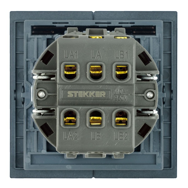 Переключатель 2-клавишный (механизм), Stekker, 250В, 10А Мия, RSW10-3107-05, черный бархат 50448