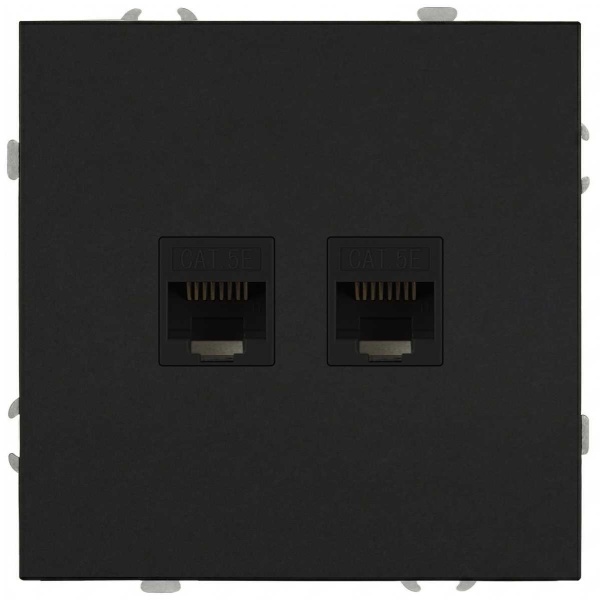 Розетка ЭРА Galaxy 15-3108-05 информационная двойная 2XRJ45 IP20 антрацит Б0070764