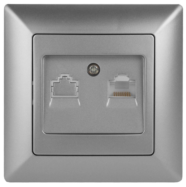 Розетка компьютерная RJ45 ЭРА Intro Solo серебро 4-303-03 Б0043384 Розетка компьютерная RJ45 ЭРА Intro Solo серебро 4-303-03 Б0043384