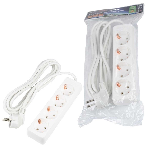 Удлинитель Uniel Ultra 4гн х 3м с/з S-GCU4-3 White UL-00010006 Удлинитель Uniel Ultra 4гн х 3м с/з S-GCU4-3 White UL-00010006