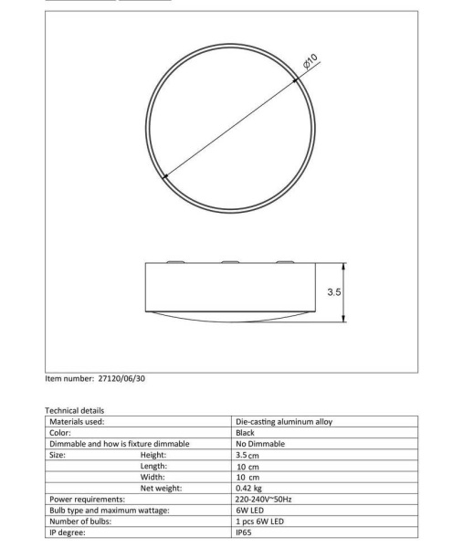 Потолочный светодиодный светильник Lucide Rayen 27120/06/30
