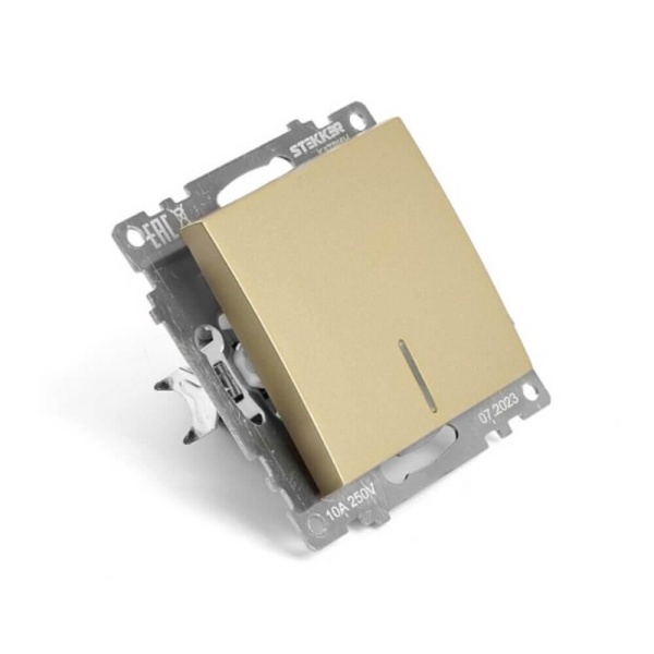 Выключатель одноклавишный Stekker Катрин с подсветкой золото GLS10-7101-08 49215