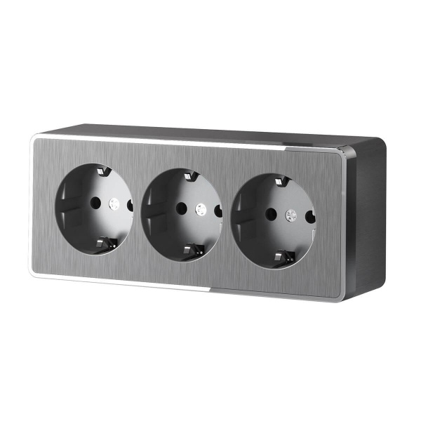 Розетка тройная с/з со шторками Werkel Gallant графит рифленый W5073104 4690389163852 Розетка тройная с/з со шторками Werkel Gallant графит рифленый W5073104 4690389163852