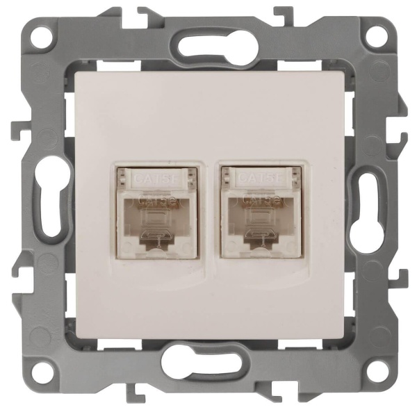 Розетка информационная 2XRJ45 ЭРА 12 12-3108-02 Б0014730 Розетка информационная 2XRJ45 ЭРА 12 12-3108-02 Б0014730