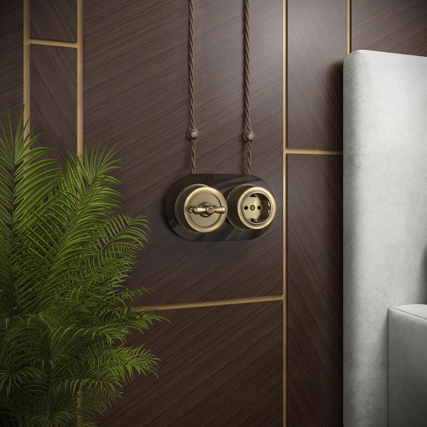 Розетка с заземлением Werkel Ретро бронзовый W5771012 4690389166549 Розетка с заземлением Werkel Ретро бронзовый W5771012 4690389166549