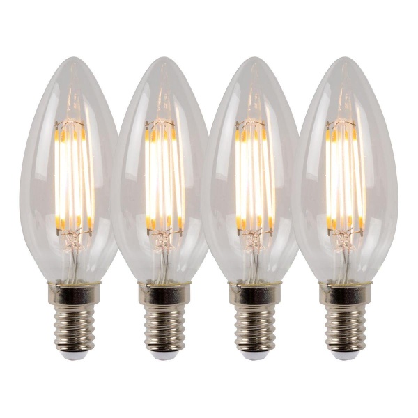 Лампа светодиодная диммируемая Lucide E14 4W 2700K прозрачная 49023/14/60