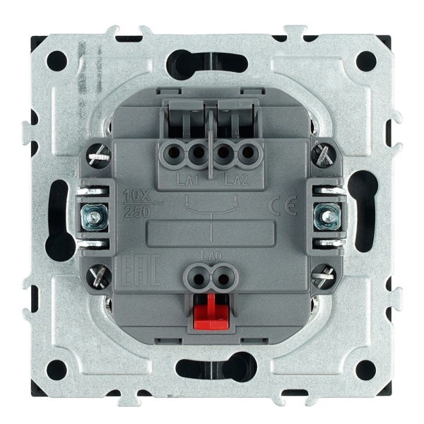 Выключатель 2-клавишный (механизм), СЗК, Stekker, 250В, 10А Эмили, RSW10-5104-05ZK, черный уголь, soft touch 50247