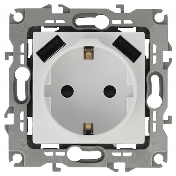 Розетка Эра Elegance 2P+E 16A-250В с защитной шторкой и 2xUSB 5В-3А 14-4109-01 Б0047867 Розетка Эра Elegance 2P+E 16A-250В с защитной шторкой и 2xUSB 5В-3А 14-4109-01 Б0047867