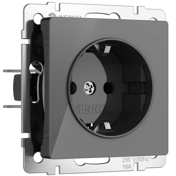 Розетка с заземлением Werkel графит акрил W1171044 4690389197505