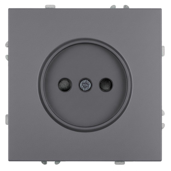 Розетка 1-местная с з/ш, б/з (механизм), СЗК, Stekker, 250В, 16А Эмили, RST16-5109-10ZK, платиново-серый, soft touch 50242