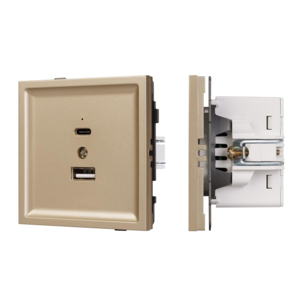 Механизм USB розетки SCT-TENDO-MUAC-SFPL-GD (5V, 3A, QC3) Arlight 054537