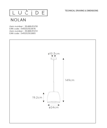 Подвесной светильник Lucide Nolan 30488/01/30