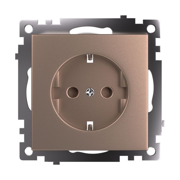 Розетка 2P+PE Stekker Катрин со шторками шампань GLS16-7110-02 39596