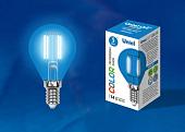 Лампа светодиодная (UL-00002989) E14 5W синий LED-G45-5W/BLUE/E14 GLA02BL