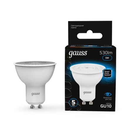 Лампа светодиодная Gauss GU10 5W 6500K матовая 101506305