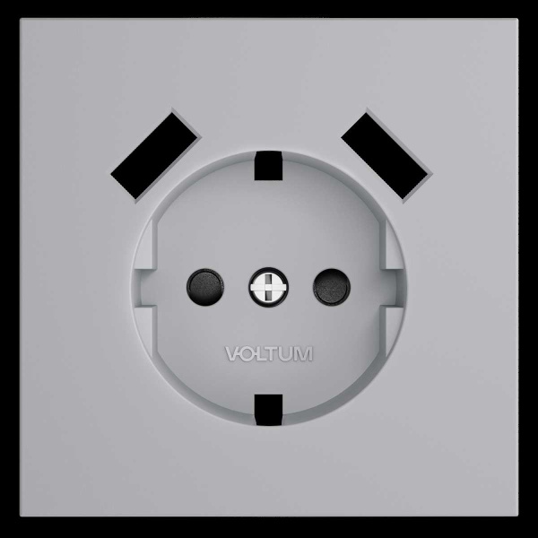 Накладка для розетки с заземлением и защитными шторками, с USB A+A, S70 (серый) Voltum VLS000916