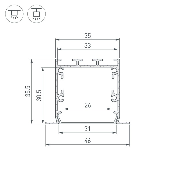 Профиль встраиваемый Arlight Linia49-F-S-3000 White 041878