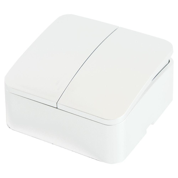 Выключатель двухклавишный Stekker белый MSW10-20-01 49289