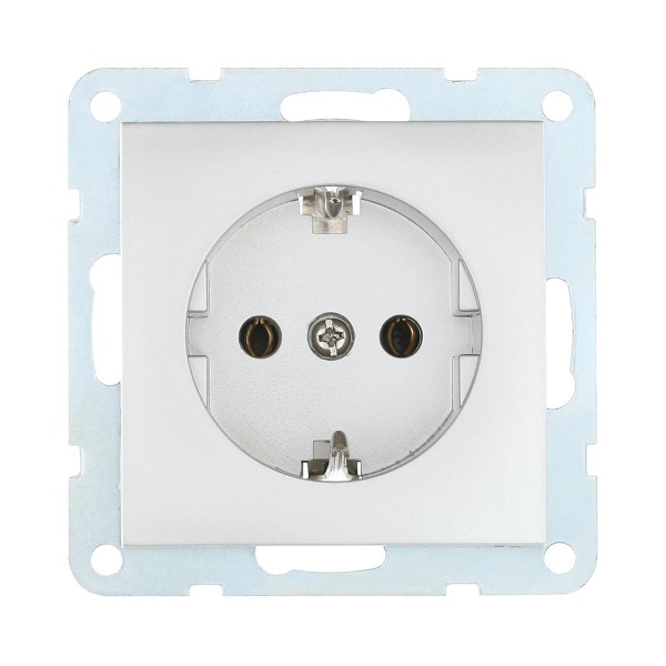 Розетка LK Studio с з/к, без шторок (серебристый металлик) LK60 863103-1