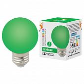 Лампа светодиодная (UL-00006958) Volpe E27 3W зеленая LED-G60-3W/Green/E27/FR/С