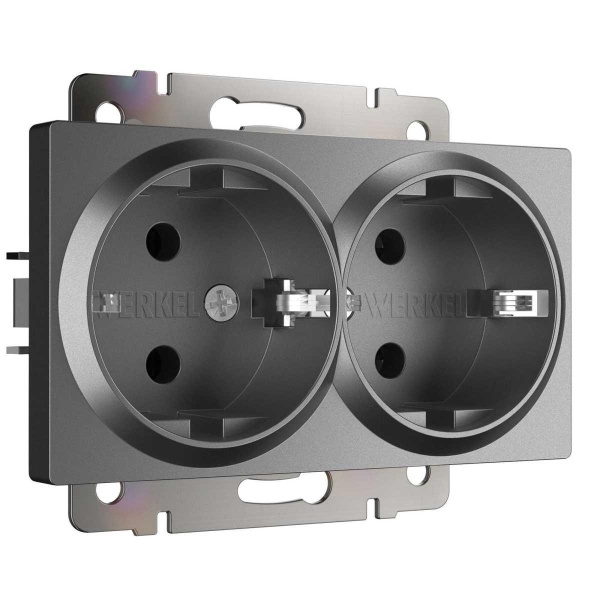 Розетка двойная с заземлением Werkel графит W1172064 4690389194443