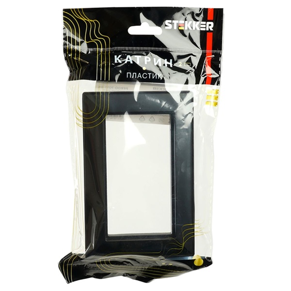 Рамка 2-местная (без перемычки), пластик, Stekker, PFR00-7012-05  Катрин, черный 50046