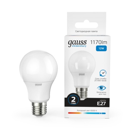 Лампа светодиодная Gauss E27 12W 6500K матовая 23232