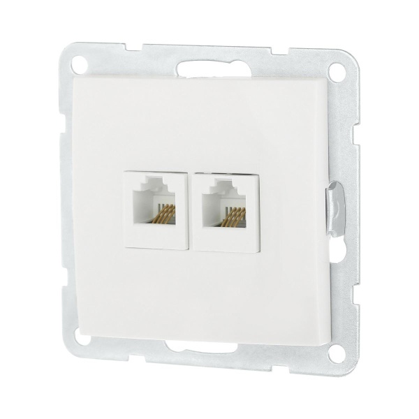 Розетка LK Studio компьютерная 2хRJ-45 кат. 5е с накладкой (белый) LK60 866204-1