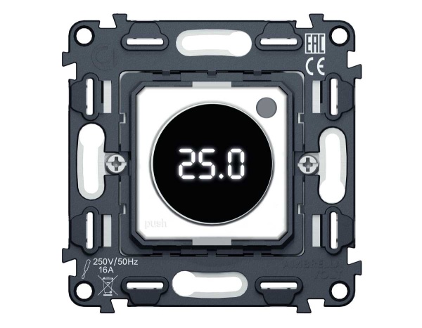 Механизм терморегулятора с цифровым дисплеем с датчиком для теплого пола с подсветкой 16A-250V QUANT (EXTRA CONTROL) VM1385