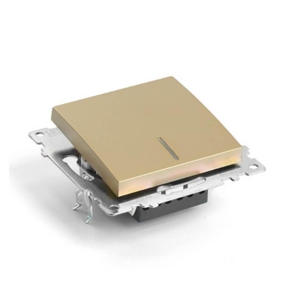 Выключатель одноклавишный Stekker Катрин с подсветкой золото GLS10-7101-08 49215