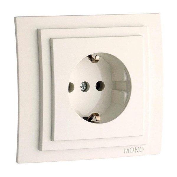 Розетка 2К+З Mono Electric Larissa 16A 250V винтовое подключение слоновая кость 103-010121-117 Розетка 2К+З Mono Electric Larissa 16A 250V винтовое подключение слоновая кость 103-010121-117