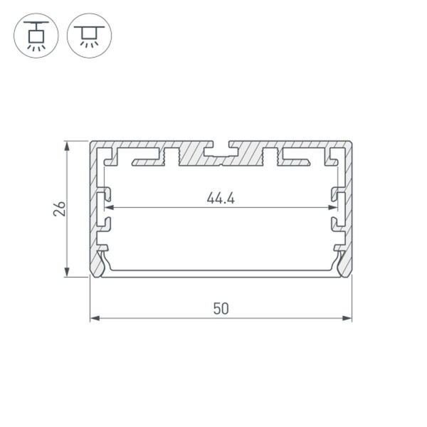 Профиль Arlight PLS-Lock-W50-SMT-2000 Anod 033772