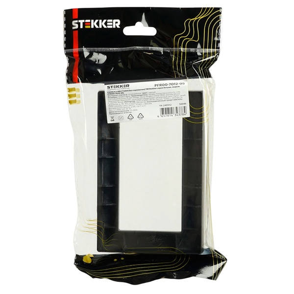 Рамка 2-местная (без перемычки), пластик, Stekker, PFR00-7012-05  Катрин, черный 50046