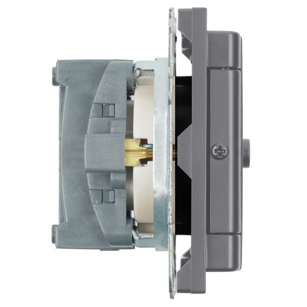 Розетка 1-местная с крышкой с защ. штор, STEKKER, с/з, 250В, 16А, серия Эмили, RST16-5112-10, платиново-серый, soft touch 49959