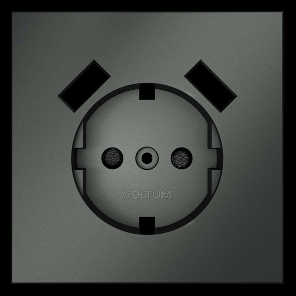 Накладка для розетки с заземлением и защитными шторками с USB A+A S70 (титан) Voltum VLS000906