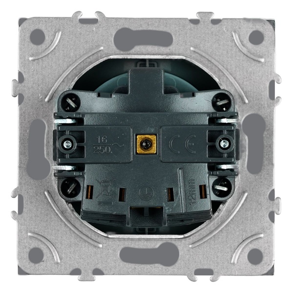 Розетка 1-местная с з/ш, с/з (механизм), СЗК, Stekker, 250В, 16А Эмили, RST16-5110-10ZK, платиново-серый, soft touch 50243