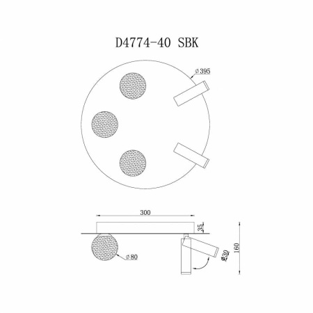 Потолочный светильник iLedex Telescope D4774-40 SBK