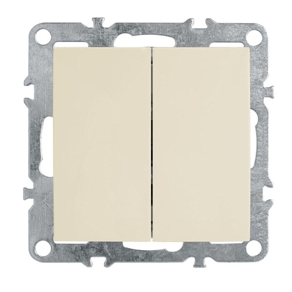 Выключатель 2-клавишный (механизм), Stekker, PSW10-9104-02, 250В, 10А Эрна, слоновая кость 39323