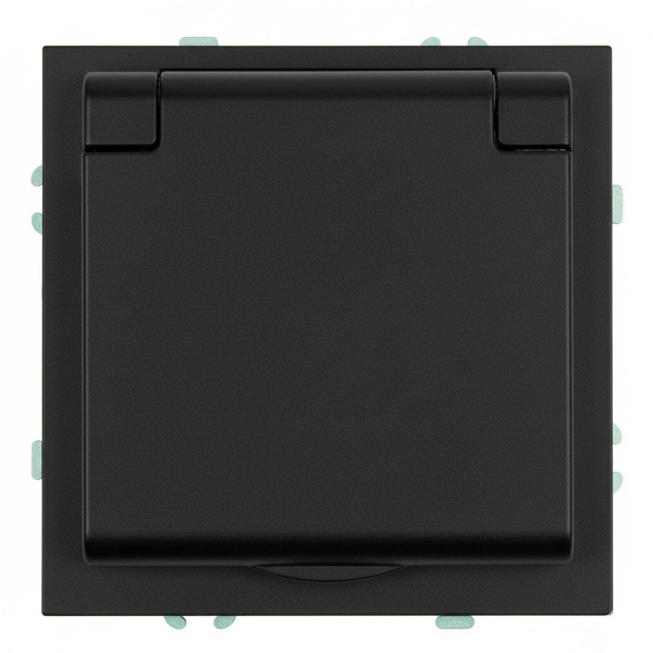 Розетка 1-местная с крышкой с защ. штор, STEKKER, с/з, 250В, 16А, серия Эмили, RST16-5112-05, черный уголь, soft touch 49855