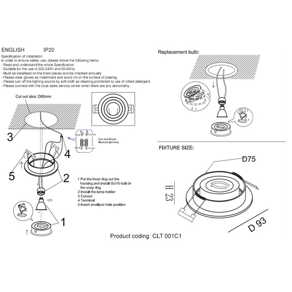 Встраиваемый светильник Crystal Lux CLT 001С1 BL