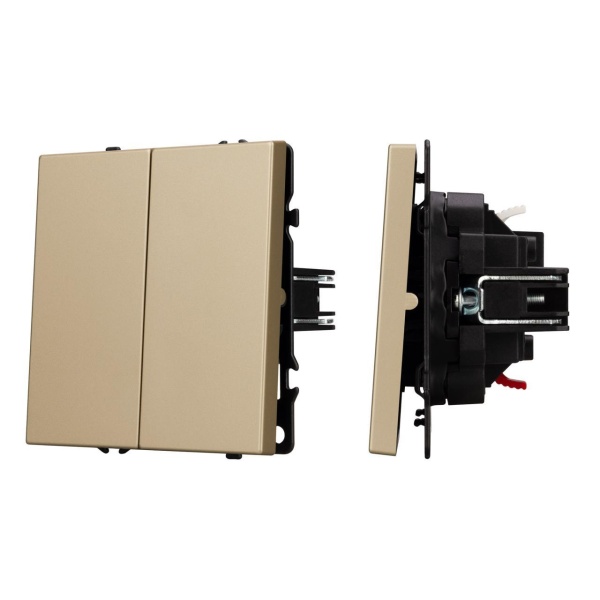 Механизм выключателя двухклавишный непроходной SWT-NOBE-MK02-SFPL-GD (230V, 10A) Arlight 054253