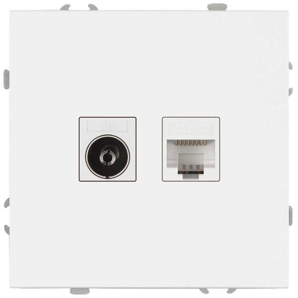 Розетка ЭРА Galaxy 15-3110-08 комбинированная RJ45+TV IP20 белый матовый Б0070790