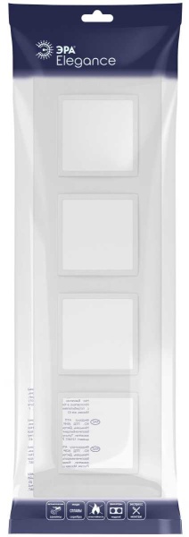 Рамка для розеток и выключателей ЭРА Elegance 14-5014-01М Classic, на 4 поста, белый матовый Б0065828